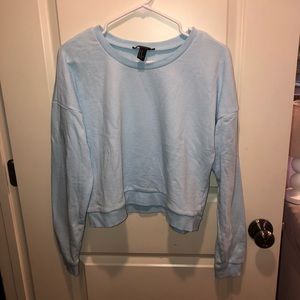 Baby blue forever 21 crop sweatshirt